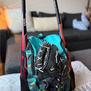 Teal and Black Backpack for Men